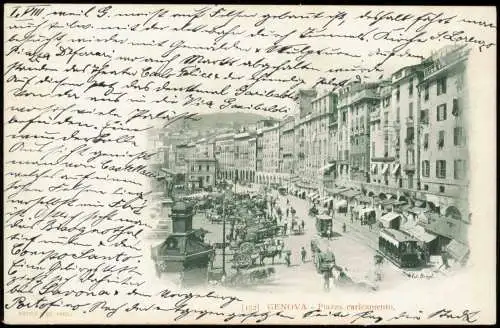 Cartolina Genua Genova (Zena) Piazza caricamento. 1904