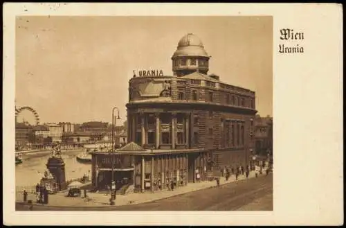 Ansichtskarte Wien URANIA im Hintergrund Riesenrad Prater 1939