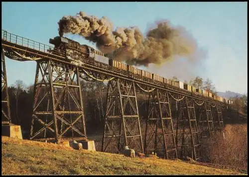 Markersbach-Raschau-Markersbach Dampflokomotive 50 2740 Güterzug Viadukt 1987