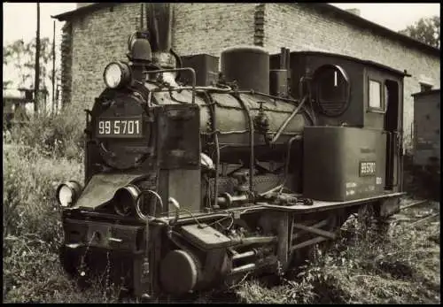 Ansichtskarte  Spreewaldbahn Tenderlokomotive 99 5701 Bw Straupitz 1969