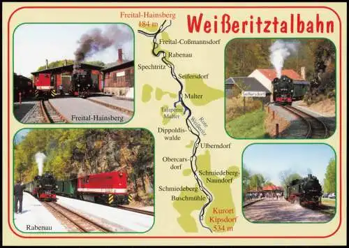 .Sachsen Weißeritztalbahn Streckenübersicht nach Wiedereröffnung 2008