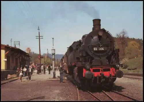 Dampflokomotive Lok 938304 mit Sonderzug in Ziegenrück (DDR AK) 1988