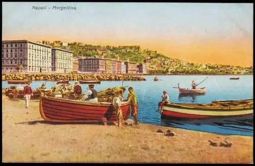 Cartolina Neapel Napoli Mergellina - Fischerboote 1914