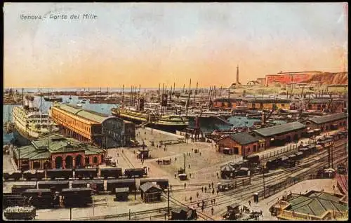 Cartolina Genua Genova (Zena) Ponte dei Mille. 1922