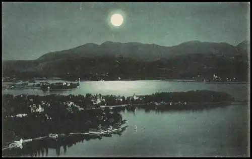 Ansichtskarte Pörtschach am Wörther See Stadt bei Mondschein 1911