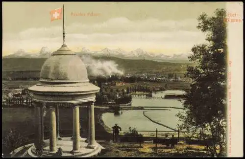 Ansichtskarte Biel Bienne Pavillon Felseck und Stadt 1909