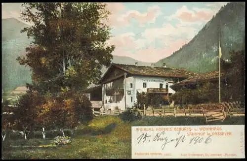 Cartolina Passeier Passiri Val Passiria Hofers Geburtshaus 1905