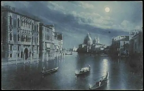 Venedig Venezia Canal Grande dall'Accademia - Mondschein Blaudruck 1912