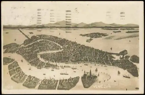 Cartolina Venedig Venezia Stadt aus der Vogelschau 1924