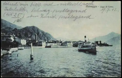 Cartolina Menaggio Lago die Como Dampfer 1928