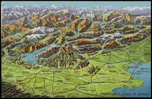 Cartolina .Trentino-Südtirol Landkarten AK Lago di Garda 1914