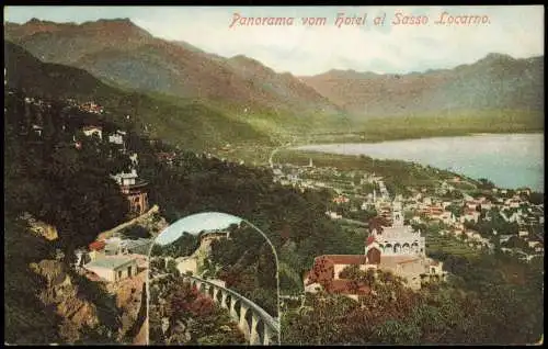 Ansichtskarte Locarno Panorama vom Hotel al Sasso 2 Bild 1908