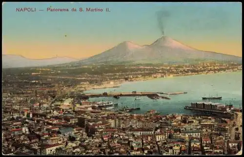 Cartolina Neapel Napoli Panorama da S. Martino II. Vesuv Vesuvio 1914