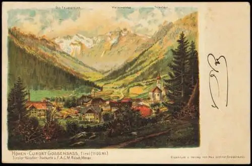 Cartolina Gossensaß Colle Isarco Stadt Künstlerkarte 1900  Südtirol