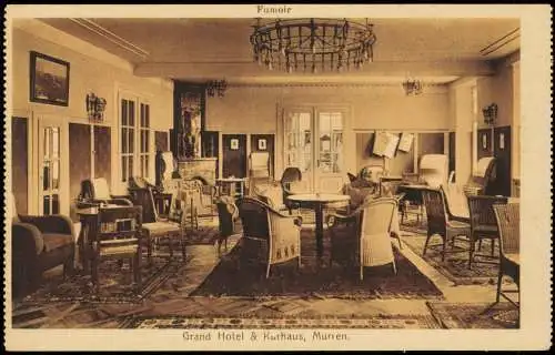 Ansichtskarte Mürren Aufenthaltsraum Grand Hotel & Kurhaus 1922