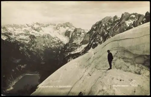 Ansichtskarte Gosau Skifahrer Zwieselalm Dachstein 1928