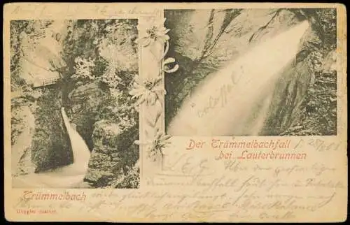 Ansichtskarte Lauterbrunnen 2 Bild Der Trümmelbachfall 1901