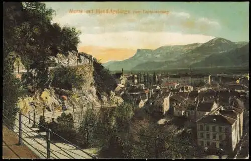 Cartolina Meran Merano Mendelgebirge vom Tappeinerweg 1913  Südtirol