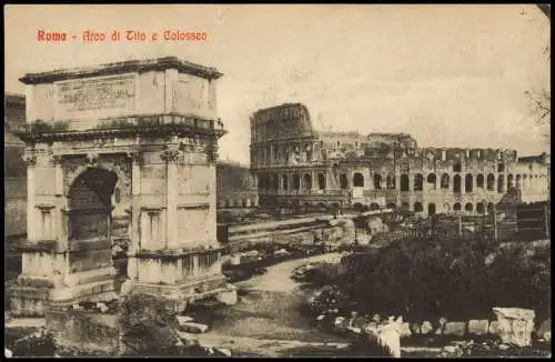 Cartolina Rom Roma Arco di Tito e Colosseo 1924