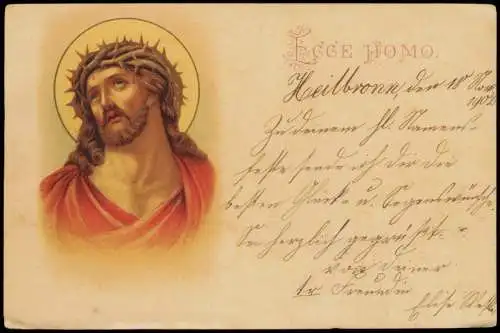 Ansichtskarte  Jesus Christus mit Dornenkrone Bibel Künstlerkarte 1902