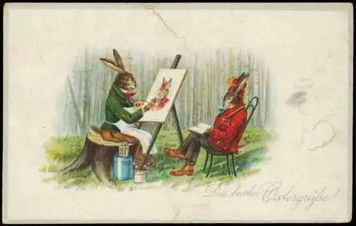 Ansichtskarte  Ostern / Eastern Osterhase porträtiert Osterhase 1920