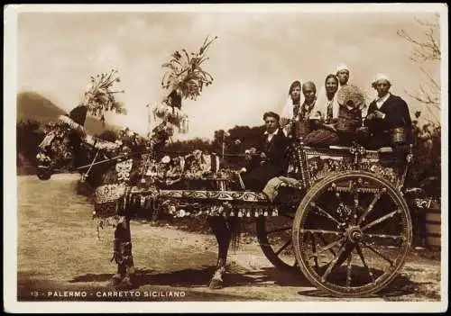 Cartolina Palermo Palermo (Palermu) CARRETTO SICILIANO 1938  Sizilien