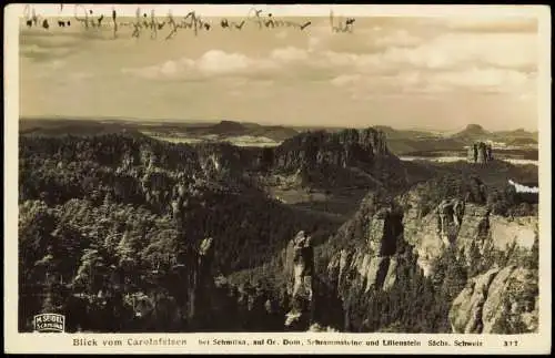 Ansichtskarte Schmilka Carolafelsen M. Seidel Schmilka 1935