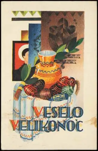 Ansichtskarte  Ostern Eastern VESELO VELIKONOC Künstlerkarte 1929