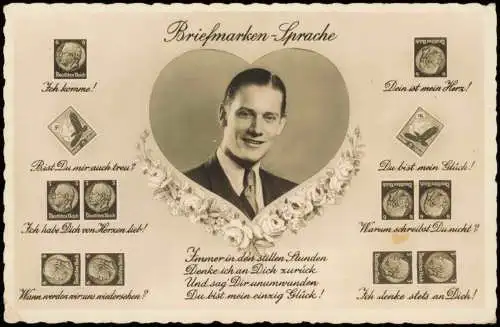 Ansichtskarte  Briefmarken Sprache Hindenburg Flugpost 1939