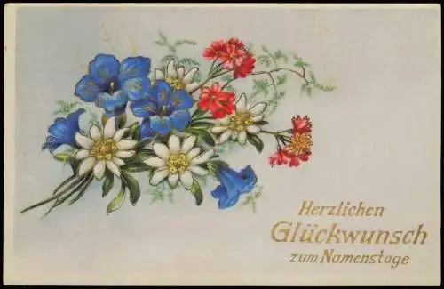 Ansichtskarte  Geburtstag Birthday bunter Blumenstrauss 1918