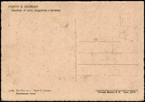 Cartolina Porto San Giorgio Stazione di cura, soggiorno e turismo 1929