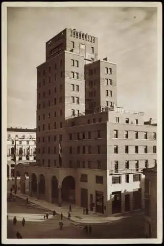 Cartolina Brescia Piazza della Vittoria Il Grattacielo (verso sera) 1932