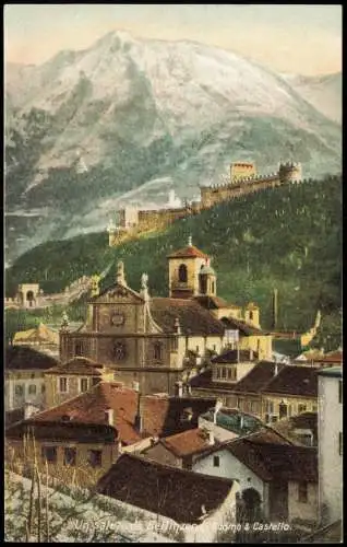 Ansichtskarte Bellinzona Stadtpartie Duomo & Castello 1912