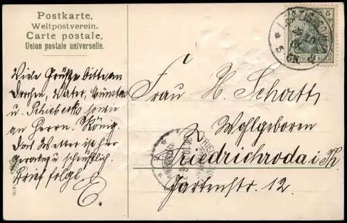 Ansichtskarte  Geburtstag Birthday Topf mit Kleeblättern 1905 Prägekarte