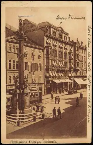 Ansichtskarte Innsbruck Hotel Maria Theresia 1929