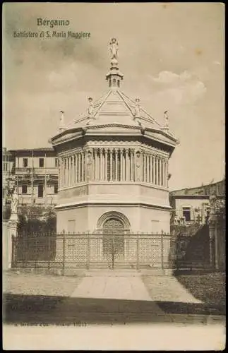 Cartolina Bergamo Battistero di S. Maria Maggiore 1912