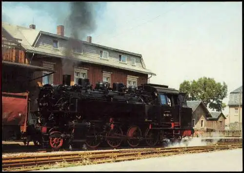 Crottendorf (Erzgebirge) Güterzug-Tenderlokomotive 86 1501-5 am Bahnhof 1987