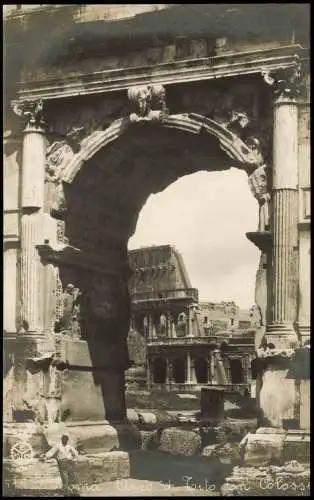 Cartolina Rom Roma Arco con Colosseo 1918