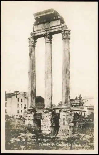 Cartolina Rom Roma Foro Romano Templo di Castore e Polluce. 1930