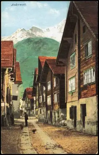 Ansichtskarte Andermatt Straßenpartie 1913  Schweiz Helvetia