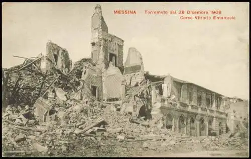 Cartolina Messina Terremoto Corso Vittorio Emanuele 1908  Sicilia Sizilien