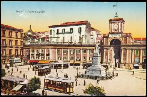 Cartolina Neapel Napoli Piazza Dante. 1913