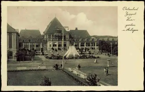 Postcard Zoppot Sopot Kurhaus und Kurgarten 1933