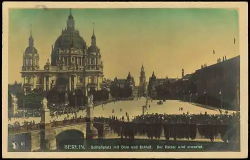 Ansichtskarte Berlin Schloßplatz mit Dom und Schloß 1913  Coloefotokarte