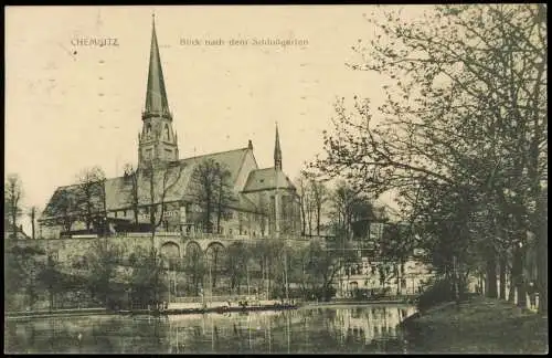 Ansichtskarte Chemnitz Blick nach dem Schlossgarten 1912