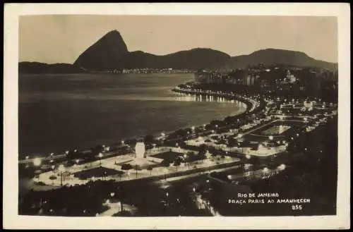 Postcard Rio de Janeiro Praca Paris ao Amanhecer 1952