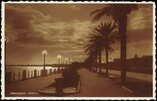 Cartolina Messina Notturno 1937  Sizilien Sicilia