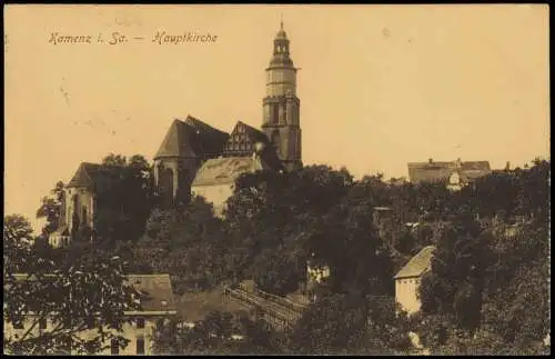 Ansichtskarte Kamenz Kamjenc Hauptkirche Stadt 1914