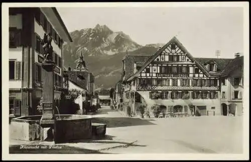 Ansichtskarte Küssnacht SZ Markt, Gasthaus zum Engel 1936