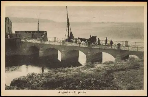 Cartolina Augusta Sizilien Sicilia Il ponte 1928